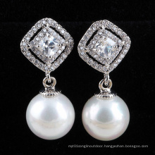 Pearl Earring Silver Cubic Zirconia Diamond Earrings
